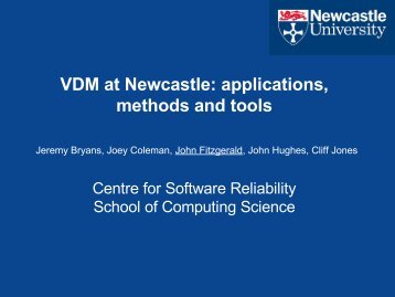 VDM at Newcastle: applications, methods and tools - Wiki - Overture