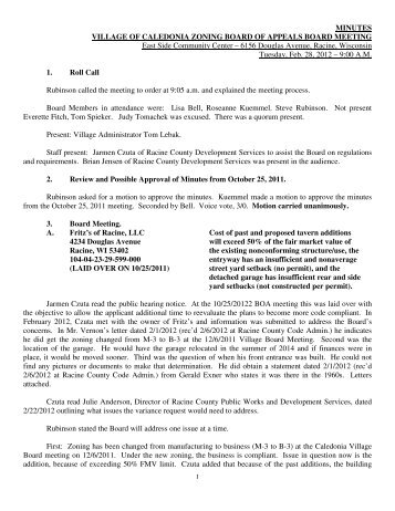 Board of Appeals Minutes 02/28/2012 - Village of Caledonia