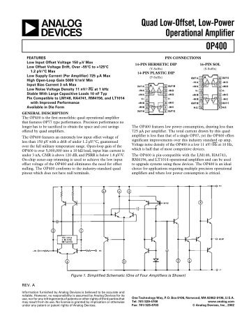 OP400 Quad Low-Offset, Low-Power Operational ... - Soemtron.org