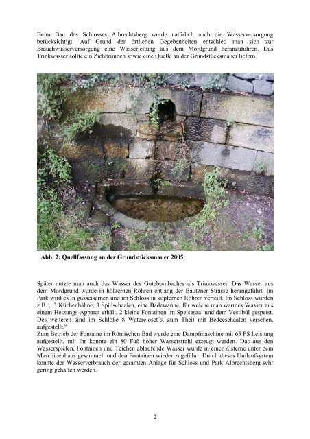 Blatt 5-Die Wasserversorgung von Schloß Albrechtsberg