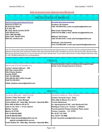 1 A&E International Service Network 10-30-10 - American & Efird, Inc