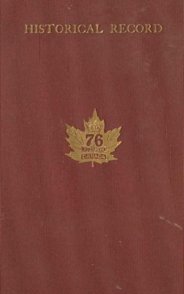 Historical Record of the 76th Overseas Battalion - ElectricCanadian ...