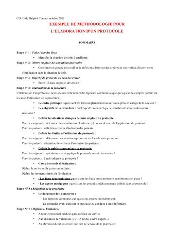 exemple de methodologie pour l'elaboration d'un protocole - CNRD