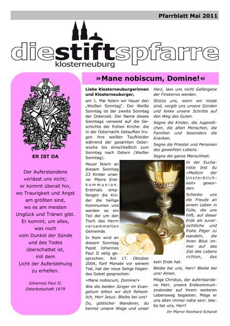 Pfarrblatt Mai - Stiftspfarre