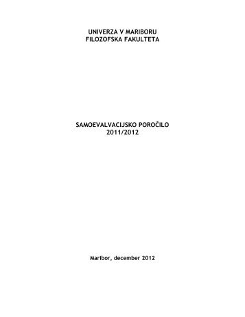 Samoevalvacijsko poroÄilo 2011/2012 - Filozofska fakulteta ...