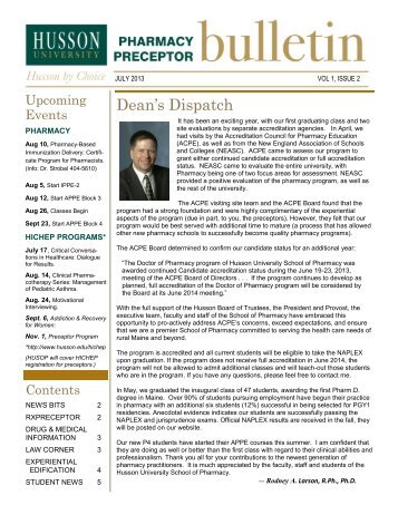 Pharmacy Preceptor Bulletin July 2013 - Husson University