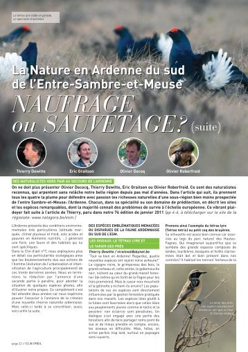 La nature du Sud de l'Entre-Sambre-et-Meuse - Natagora