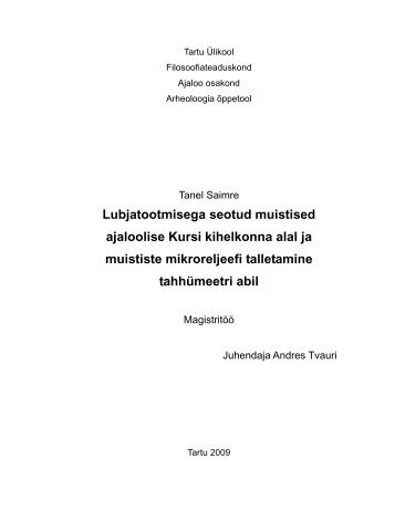 Lubjatootmisega seotud muistised ajaloolise Kursi kihelkonna alal ...