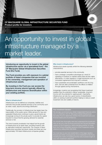 An opportunity to invest in global infrastructure ... - Macquarie