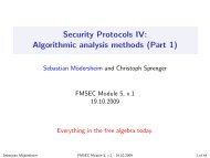 Security Protocols IV: Algorithmic analysis methods (Part 1)