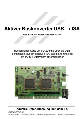 Aktiver Buskonverter USB âISA - Kolter Electronic