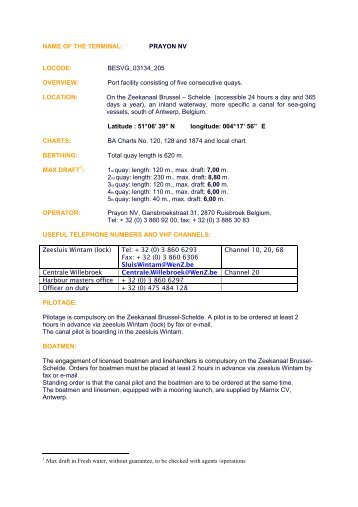 quay Prayon NV - Waterwegen en Zeekanaal