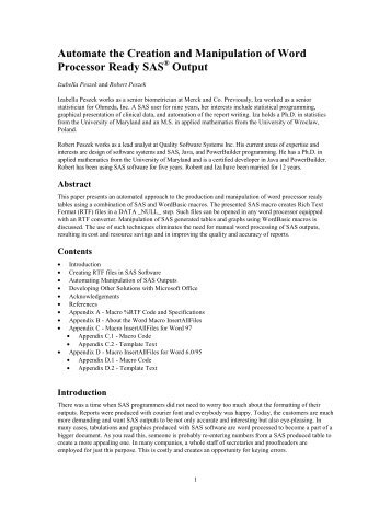 Automate the Creation and Manipulation of Word Processor - Ftp Sas