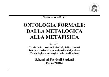 ONTOLOGIA FORMALE: DALLA METALOGICA ALLA ... - STOQ