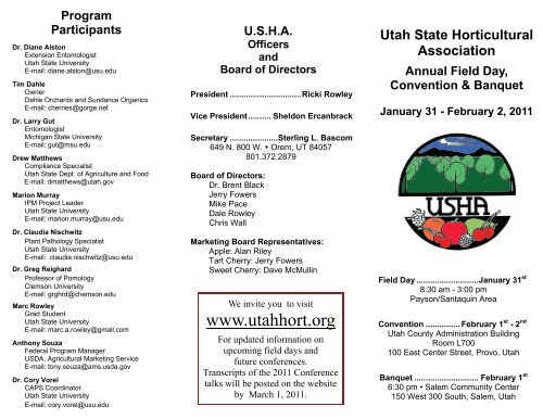 Program - Utah State Horticultural Association Homepage