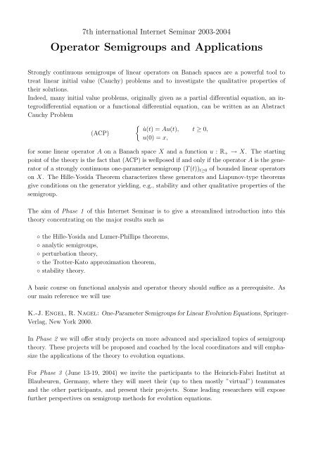 Operator Semigroups and Applications