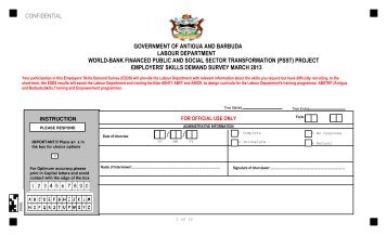 skills demand survey march 2013 - Antigua and Barbuda