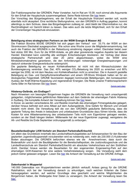 Newsletter - BÃ¼ndnis 90/Die GrÃ¼nen Ratsfraktion Wuppertal
