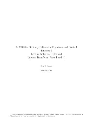 MA20220 - Ordinary Differential Equations and Control Semester 1 ...