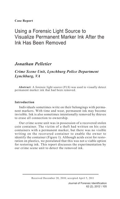 Journal of Forensic Identification - Volume 62, Issue 2