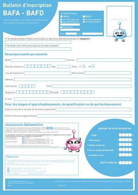 dossier inscription BAFA - Ucpa