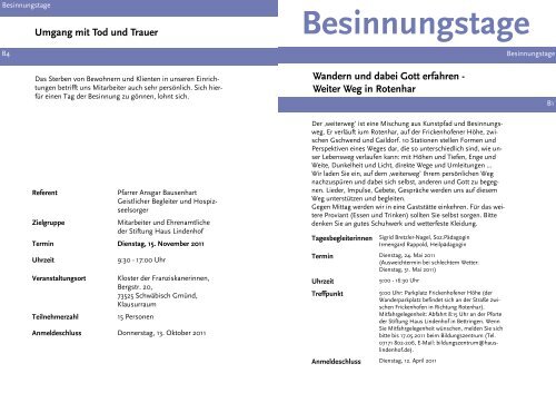 Besinnungstage 2011 4 Seiten 2010-12-02 - Stiftung Haus Lindenhof