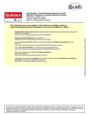 Article by A.L. Brass et al. Science 2008 - Service d'immunologie et ...