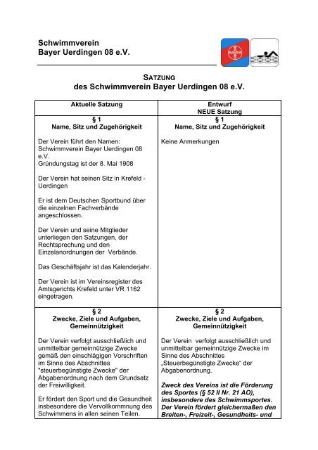 Neue Satzung Entwurf Sv Bayer Uerdingen 08 Ev
