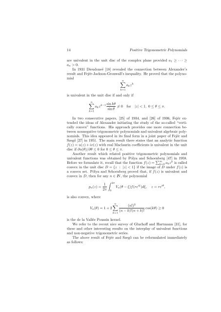 Extremal Positive Trigonometric Polynomials - CiteSeerX