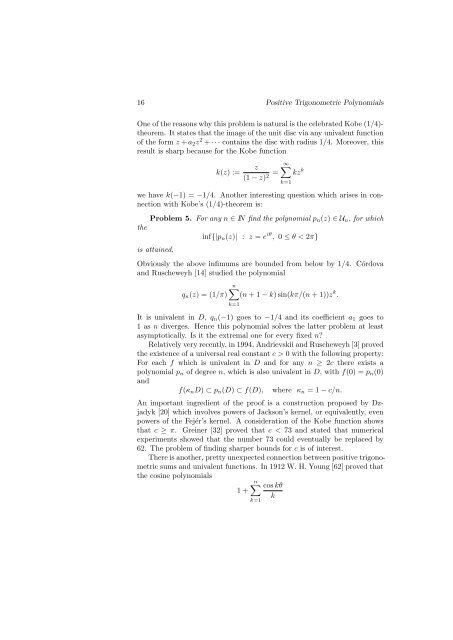 Extremal Positive Trigonometric Polynomials - CiteSeerX