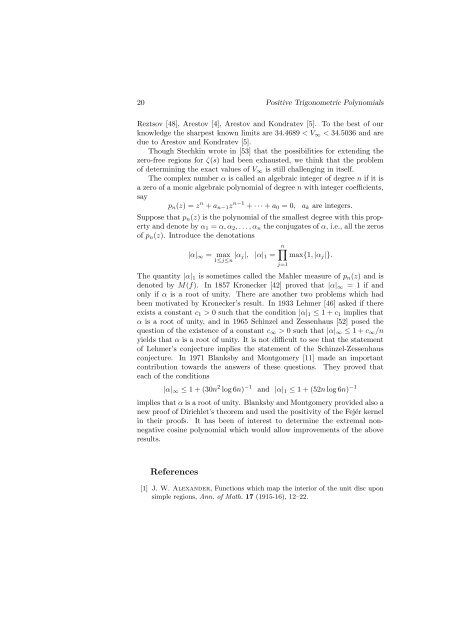 Extremal Positive Trigonometric Polynomials - CiteSeerX