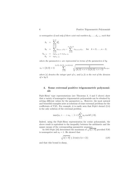 Extremal Positive Trigonometric Polynomials - CiteSeerX