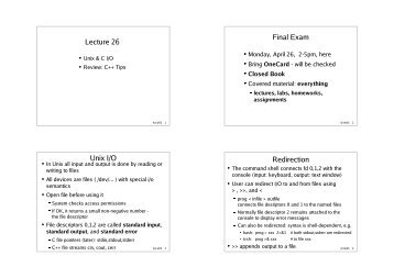 Lecture 26 Final Exam Unix I/O Redirection - about the game of skat