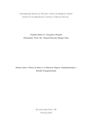 Ensaio sobre Fluxo de Ricci e os Buracos Negros - Unesp