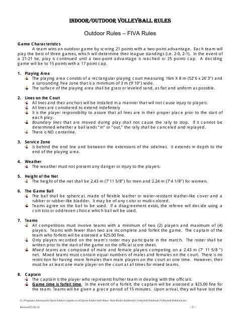 indoor volleyball rules