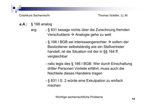 Wichtige sachenrechtliche Probleme ... - Zivilrecht VI