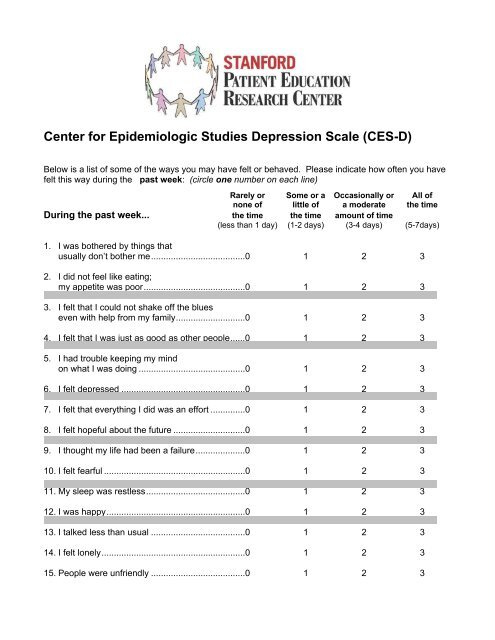 Center for Epidemiologic Studies Depression Scale ... - myCME.com