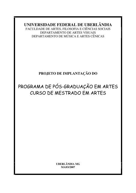 Projeto de CriaÃƒÂ§ÃƒÂ£o do Programa de PÃƒÂ³s-GraduaÃƒÂ§ÃƒÂ£o em Artes