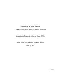 Testimony - US Senate Committee on Indian Affairs