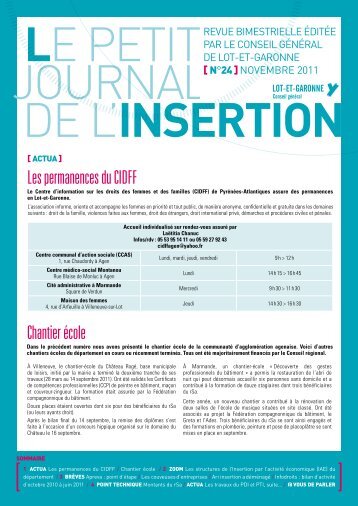 Les permanences du CIDFF Chantier Ã©cole - Lot-et-Garonne