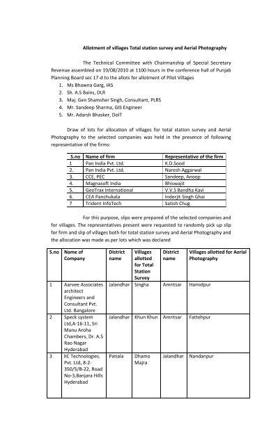 Allotmnet Of Villages