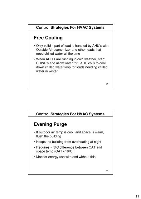 CONTROL STRATEGIES FOR HVAC SYSTEMS