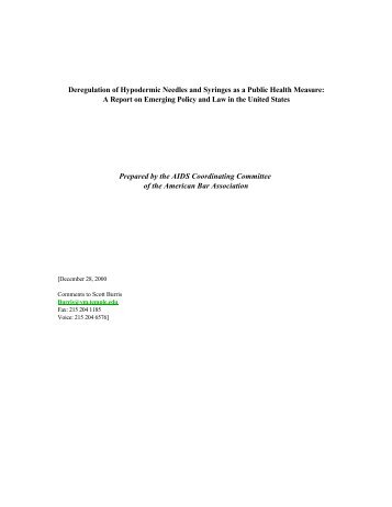 Deregulation of Hypodermic Needles and Syringes as a Public ...