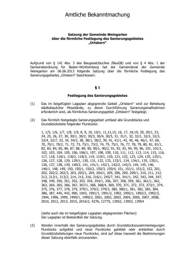 Satzung der Gemeinde Weingarten (VerÃ¶ffentlichung TBR 17.06 ...