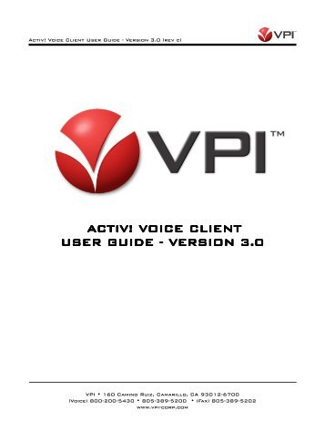 Activ! Voice Client User Guide 3.0 - VPI