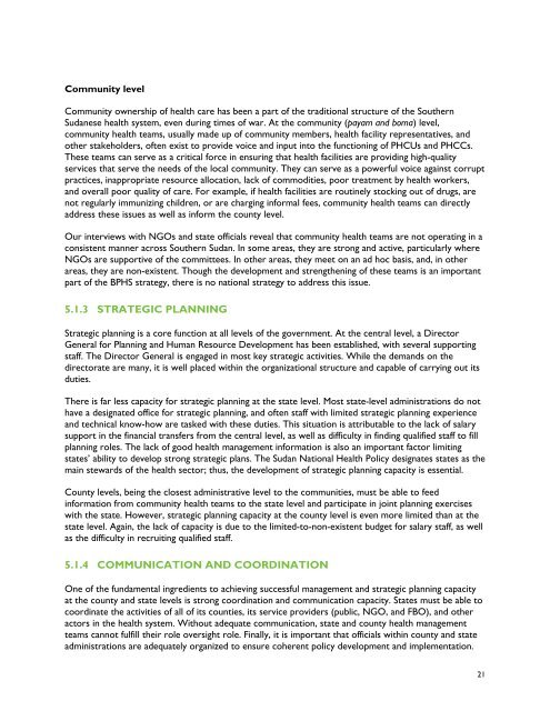 southern sudan health system assessment - Health Systems 20/20