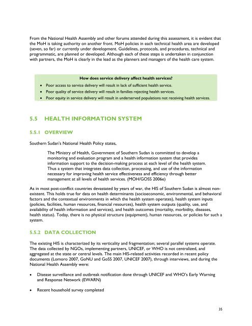 southern sudan health system assessment - Health Systems 20/20