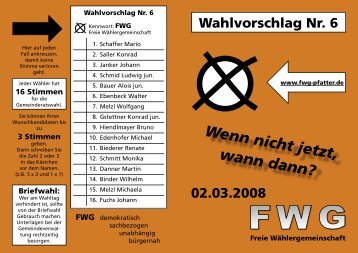 Wenn nicht jetzt, wann dann? - Freie Wählergemeinschaft Pfatter ...