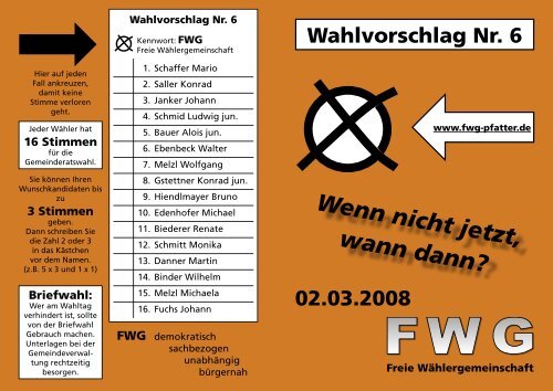 Wenn Nicht Jetzt Wann Dann Freie Wahlergemeinschaft Pfatter