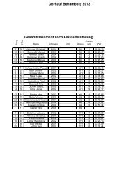 Dorflauf Behamberg 2013 Gesamtklassment nach Klasseneinteilung